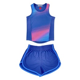 Design sapphire blue color-blocking sports vest custom track suit women's trend sports clothing simple and stylish 32-2205 SKTAFC012 Design sapphire blue color-blocking sports vest custom track suit women's trend sports clothing simple and stylish 32-2205 SKTAFC012
